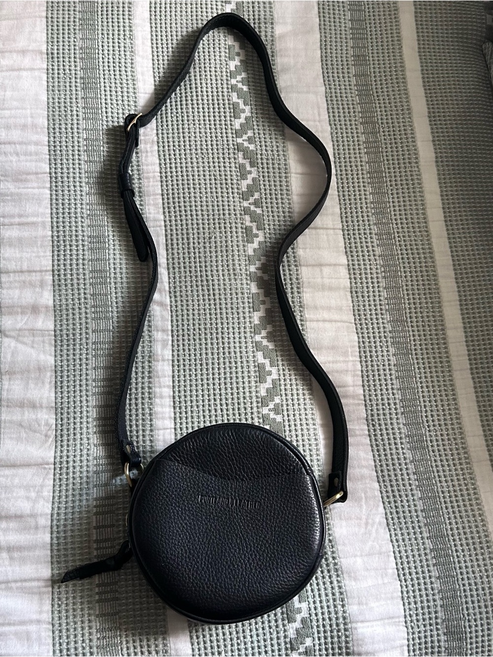 Round Black Portland Leather Crossbody Bag
